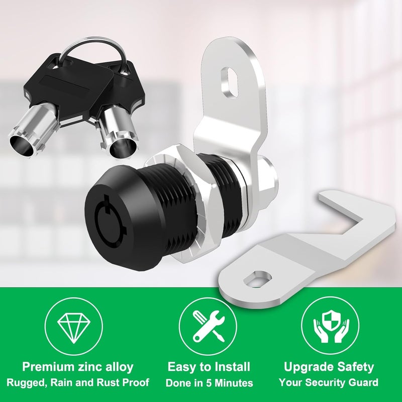 Hecfu 6 Pcs Black Toolbox Locks with Keys, 5/8" Tubular Cam Lock Keyed Alike, Hook Cam, Tool Box Lock Secure Your Toolbox Mailbox Drawer RV Cabinet Locks, Zinc Alloy - Image 4